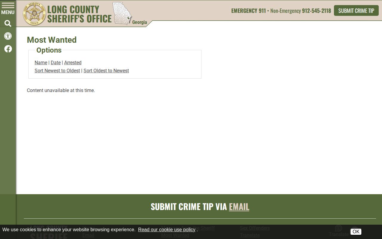 Georgia official existing-warrant guidance for a Long County warrant check